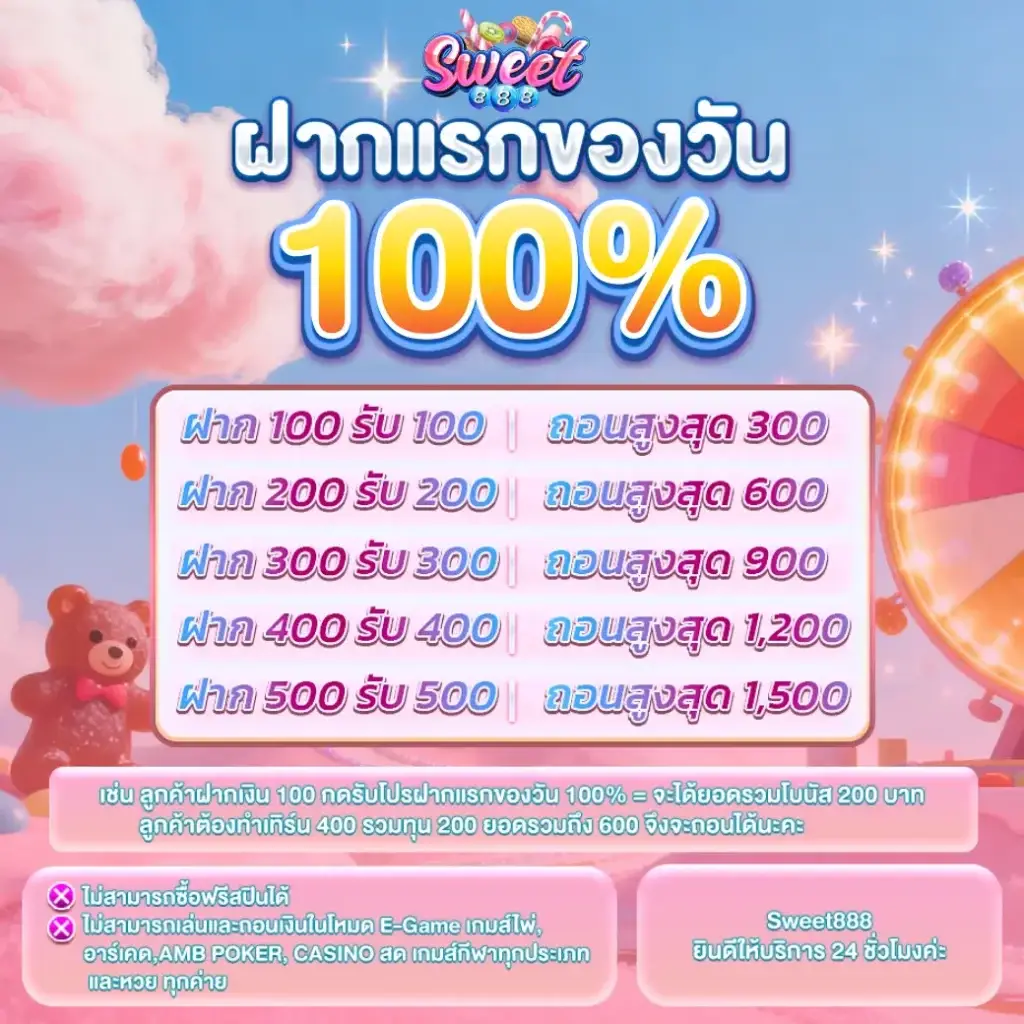 First deposit of the day 100%
